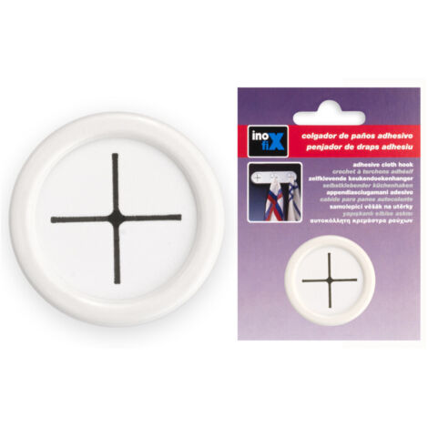 ACCROCHE TORCHON 1 TROU ADHÉSIF BLANC EN BLISTER INOFIX 66592 (1/3)
