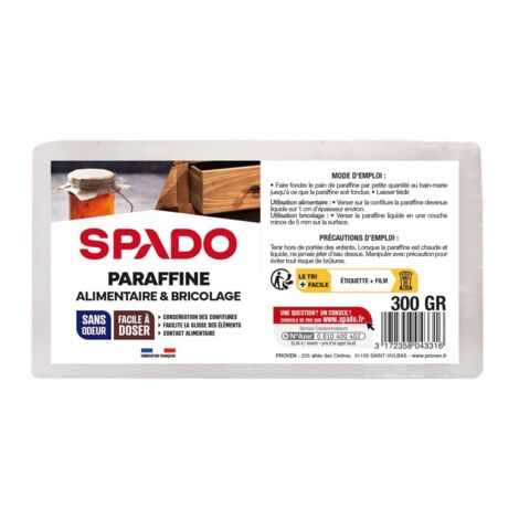 Pain paraffine solide 300g – Pour glisse tiroirs et conservation confitures – Couche protectrice solide blanche – St Wandrille