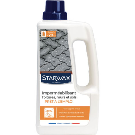 Starwax – Imperméabilisant hydrofuge et oléofuge 1L – Protection invisible pour ciment, pierre et carrelage – Résistant aux intempéries (1/7)