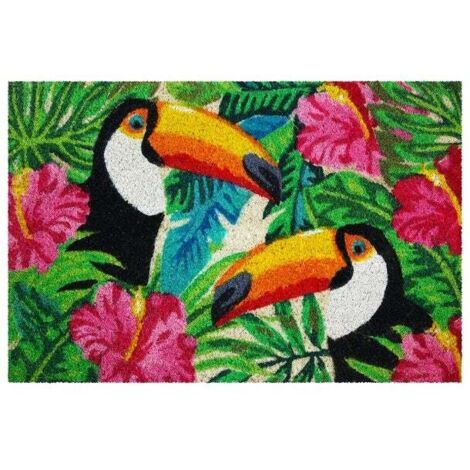 idmat Tapis coloré blanc 40 x 60 cm en fibres de coco (1/3)
