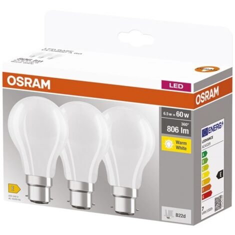 OSRAM - Led standard full glass 6.5W B22 blanc chaud boite de 3 (1/2)