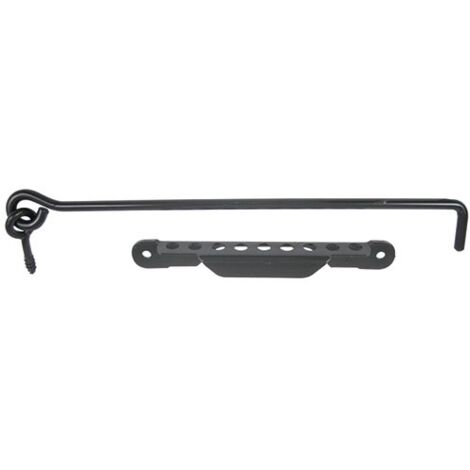 Afbat – Crochet contrevent 400mm – Acier prépeint noir – Léger 0,286kg – Pour volets en bois – Résistance à la corrosion - 8l400mm