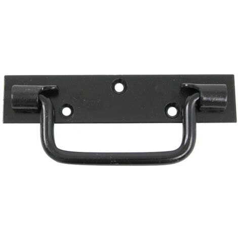 Afbat – Poignée platine à bouts carrés 140mm en acier noir – Installation sur supports en bois – Adaptable à tiroirs et volets (1/4)