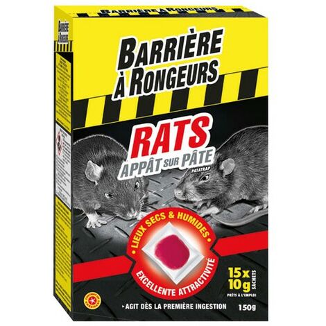 Anti Rats Raticide Canadien Pat'Appât Fortes Infestations 72 pâtes Lieux  Secs Lieux Humides Hyper Appètent