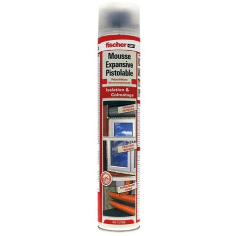 Fischer – Mousse polyuréthane expansive 750 ml – Isolation acoustique et thermique – Pour béton, bois et maçonnerie – 53389