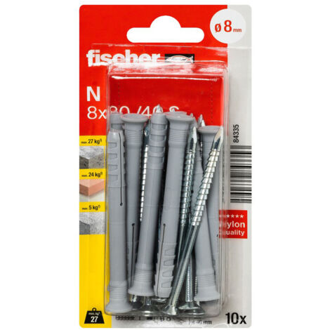 Fischer 084335 N 8 x 80/40 S K NV Cheville à frapper 80 mm 8 mm 1 set V836643 (1/5)