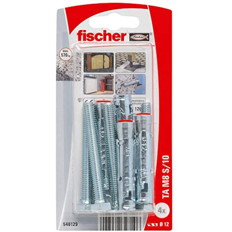 Fischer – Cheville lourde tam 8s blister de 4 – Fixations béton non fissuré – Excellente tenue et installation rapide – Pour béton non fissuré