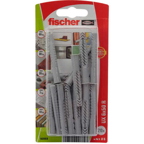 Boîte de 20 chevilles multi-matériaux UX avec collerette Ø6 x 50 mm R/20K NV - Fischer (1/5)