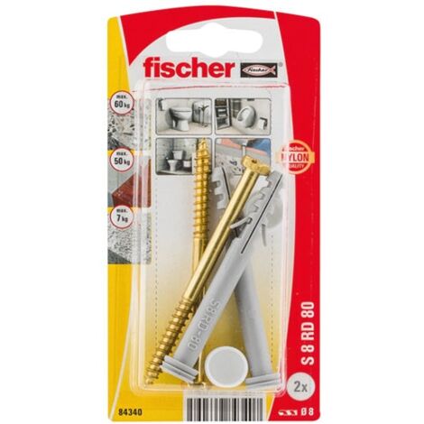 FISCHER - Fixations wc/bidets au sol s 8 rd blister x2 (1/8)