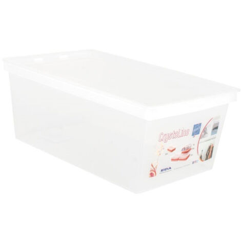 EDA – Boîte de rangement transparente 6L – Dimensions 34.3 x 21 x 13.2 cm – Couvercle clipsé pour fermeture sécurisée – Label origine France garantie