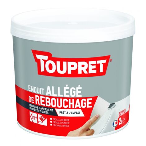 Toupret – Enduit allégé de rebouchage intérieur 2 litres – Pâte prête à l'emploi – Application facile et ponçage rapide – Pour fissures jusqu'à 5 cm