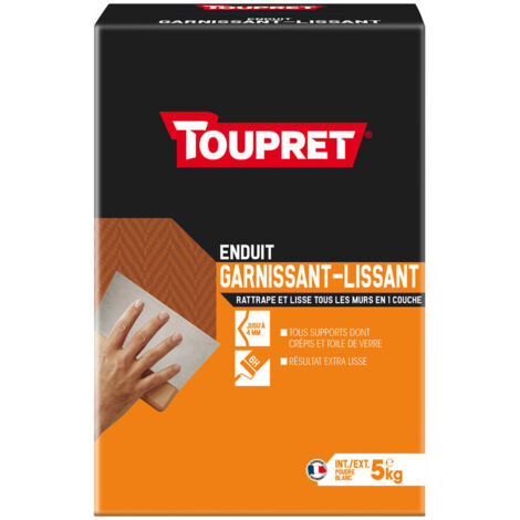 TOUPRET - Enduit garnissant lissant int. ext. poudre 5kg blanc
