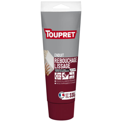 TOUPRET - Enduit rebouchage lissage extérieur pâte 330g blanc