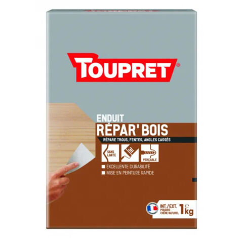 Toupret – Enduit de rebouchage pour bois intérieur et extérieur – Poudre 1 kg – Répare trous et fentes – Excellente adhérence et durabilité