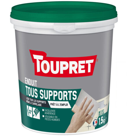 Toupret – Enduit de rebouchage tous supports pâte 15kg – Finition lisse pour carrelage – Adhérence en environnements humides – Prêt à peindre - te15kg