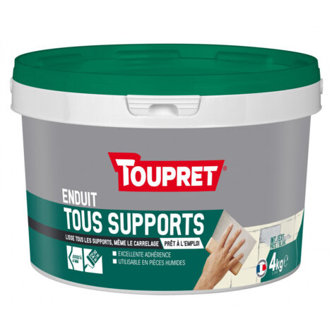 Toupret – Enduit de rebouchage pâte 4kg – Pour surfaces intérieures et extérieures – Excellente adhérence dans pièces humides – Application jusqu'à 4mm