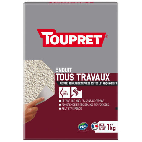 TOUPRET - Enduit tous travaux extérieur poudre 1kg blanc