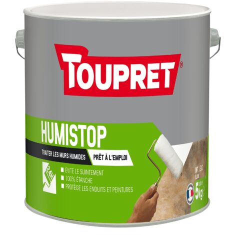 Toupret – Humistop liquide 5kg – Imperméabilisant 100% étanche – Application facile au rouleau – Pour murs et plafonds humides