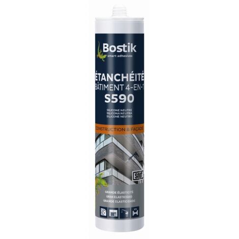 Bostik – Mastic de fixation transparent 300ml – Silicone alcoxy neutre pour joints d'étanchéité – Usage en chantier humide