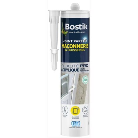 Bostik – Mastic acrylique ton pierre pour maçonnerie – Haute adhérence et élasticité – Colmatage fissures intérieur/extérieur abrité – 280 ml