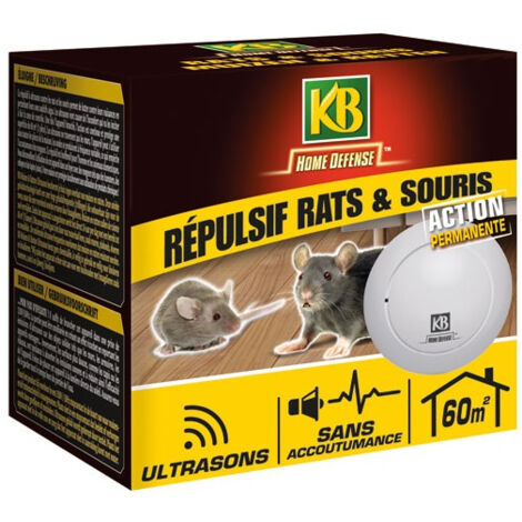 Répulsif à ultrasons pour rats et souris – Couverture 60m² – Installation facile dans toutes les pièces – Action permanente – KB