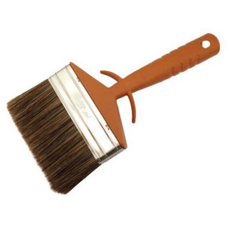 Brosse rectangulaire lasure 120mm – Mélange de fibres brunes FILEX – Manche polypropylène – Virole nickelée pour bois extérieur – Savy