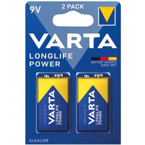 Varta – Piles alcalines Longlife Power 6LR61 9V lot de 2 – Spécialement conçues pour appareils à forte consommation – 5 ans de puissance garantie (1/6)