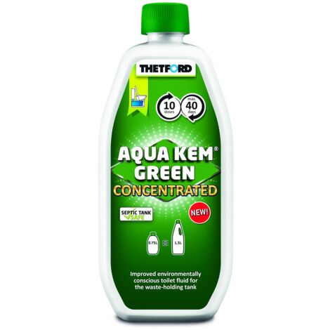 Liquide concentré Aqua Kem Green 0.75L – Écologique et biodégradable – Contrôle des odeurs – Compatible toutes toilettes chimiques – Thetford