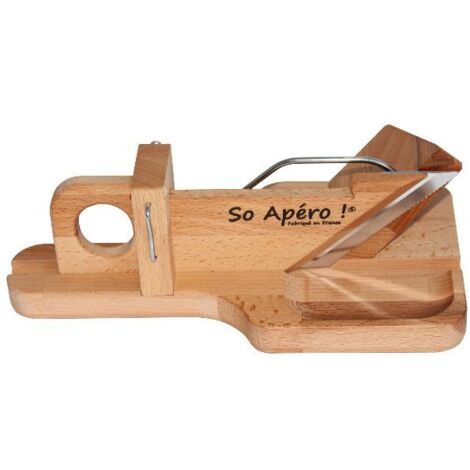 Guillotine à saucisson So Apéro – Lame en inox crantée – Corps en hêtre brut – Découpe précise pour charcuterie et légumes – Roger Orfevre (1/4)