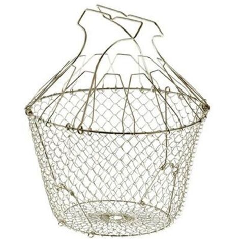Panier à salade pliant inox 22,5 cm – Raidisseurs en inox tressé – Rangement compact – Pour cuisine professionnelle – Tellier (1/5)