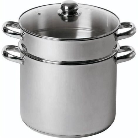 Couscoussier inox 26 cm 11L – Triple fond diffuseur inox/alu/inox – Compatible tous feux – Couvercle en verre – Baumalu (1/2)