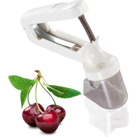 Leifheit – Dénoyauteur à cerises manuel – Réservoir transparent pour noyaux – Pilon en plastique flexible – Dimensions 18x20,5x19,5 cm (1/4)