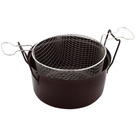 Friteuse électrique 28 cm – Capacité 6 litres – Acier émaillé noir – Compatible tous feux, y compris induction – Baumalu