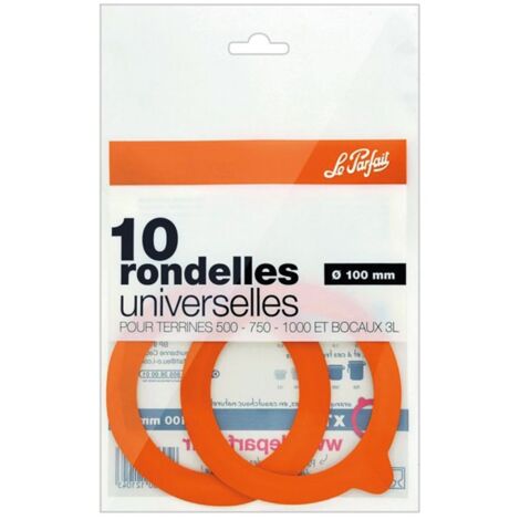 Rondelles universelles en caoutchouc 100% naturel – Sachet de 10 rondelles 100 mm – Pour bocaux de 3 L et terrines 500/750/1000 g – Le Parfait (1/6)