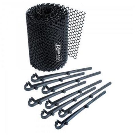 Ribiland – Grillage de protection pour gouttière 6,10m – Largeur 0,15m – 8 crochets en polypropylène – Installation facile et sécurisée