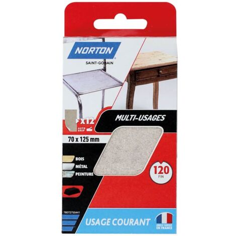 NORTON - Patins pour cale a poncer 70x125 grain 120/fin (1/2)