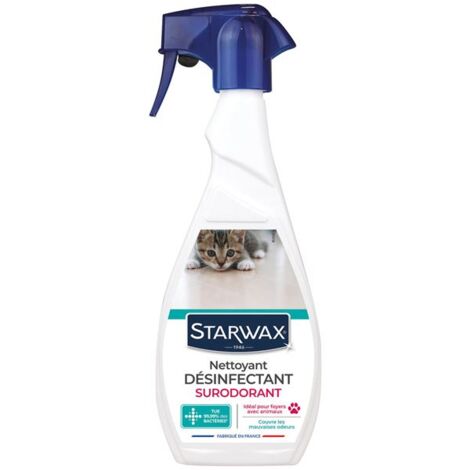Starwax – Nettoyant désinfectant surodorant pour animaux 500ml – Élimine 99,99% des bactéries – Spray pour cages et litières