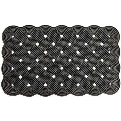 Idmat 3700023638958 Tapis en caoutchouc tressé noir 45x75 cm (1/4)