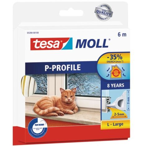 Tesa – Joint de porte et fenêtre en caoutchouc 6m – Autocollant pour espaces 2-5 mm – Résistant aux intempéries et aux UV – Installation facile (1/5)