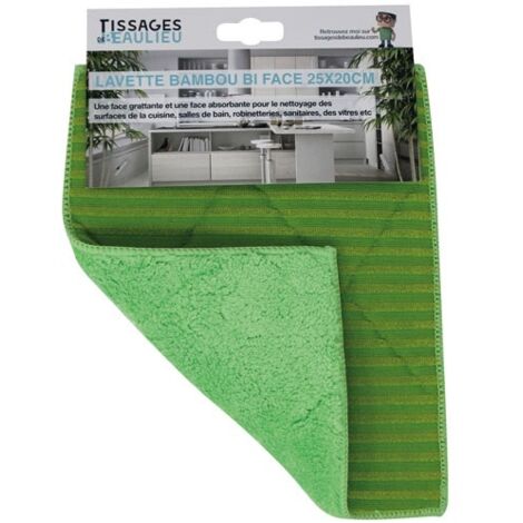 TISSAGES DE BEAULIEU - Lavette bambou bi face 25x20cm sur carte