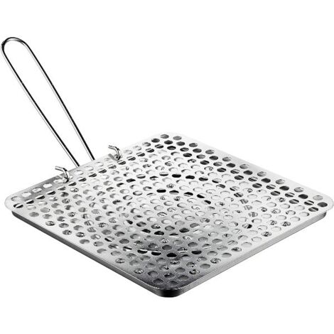 Grille-pain carré 20x20cm en acier étamé – Poignée rabattable – Utilisation sur cuisinière à gaz et plaques électriques – 100g – Ibili