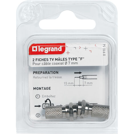 Legrand - Lot de 2 fiches mâles télévision coaxiale typeF à visser