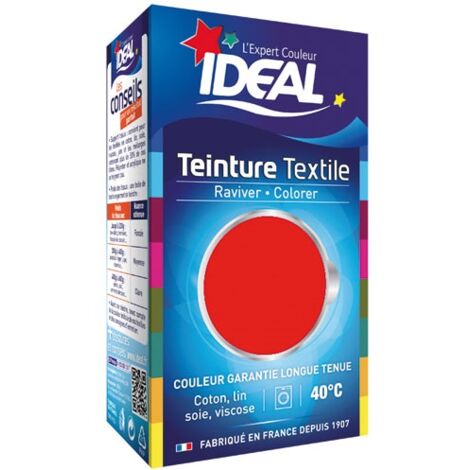 Teinture liquide 40ml rouge vif (tomate cerise 03) – Pour teindre coton, soie et viscose – Fixateur inclus 50g – Ideal