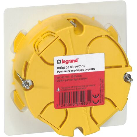 Legrand - Boîte de dérivation pour plâtre avec plaque et vis - Ø85mm prof. 40mm (1/2)