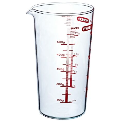 Verre doseur 0,5 L en verre borosilicate – Résistant aux chocs thermiques – Dimensions 10 x 10 x 17 cm – Compatible micro-ondes et lave-vaisselle – Pyrex