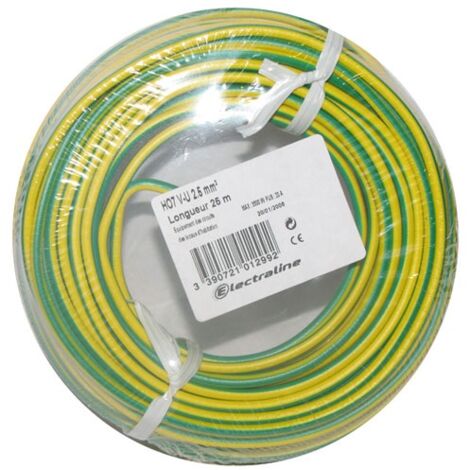 ELECTRALINE - Câble H07VU 1x1.5 25 m v/jaune couronne