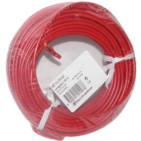 ELECTRALINE - Câble H07VU 1x2.5 25m rouge couronne