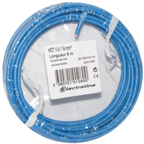 Electraline H07V-U câble électrique bleu 25m 2.5 mm²