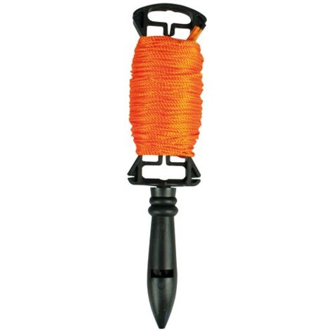 Fischer Darex – Cordeau de jardin 50 mètres – Enrouleur intégré – Pour traçage précis – Résistant aux intempéries – Diamètre 1,5 mm