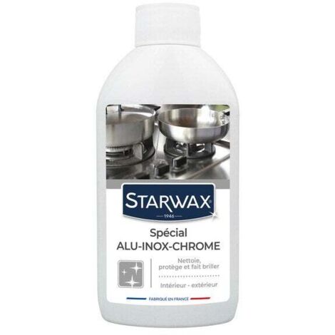 Starwax – Nettoyant aluminium, inox et chrome 250 ml – Formule sans ammoniaque – Protège contre l'oxydation – Pour électroménager et surfaces brillantes